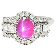 Contemporary 3.00 Carats Star Ruby Diamond Platinum Dinner Ring