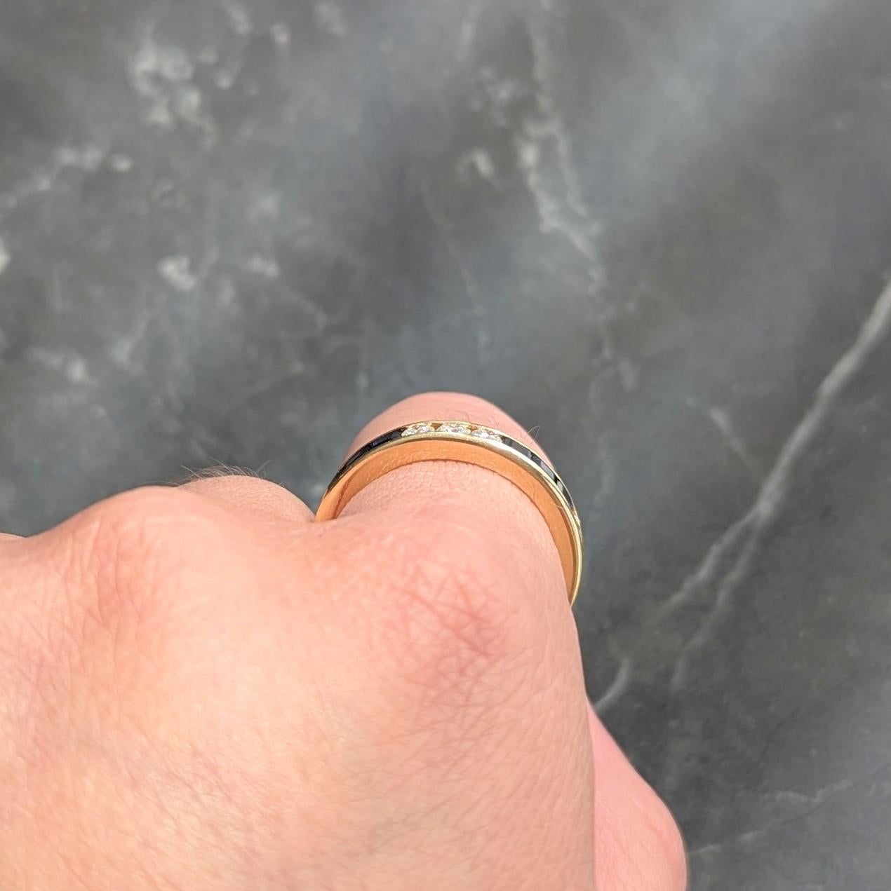 Anello a fascia per l'eternità in oro 18 carati con zaffiro e diamante da 3,00 CTW in vendita 3