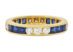 AM Contemporary 3.00 CTW Diamond Sapphire 18K Gold Eternity Channel Band Ring