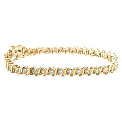 Contemporary  3.00 TCW Diamond and Yellow Gold Tennis Bracelet