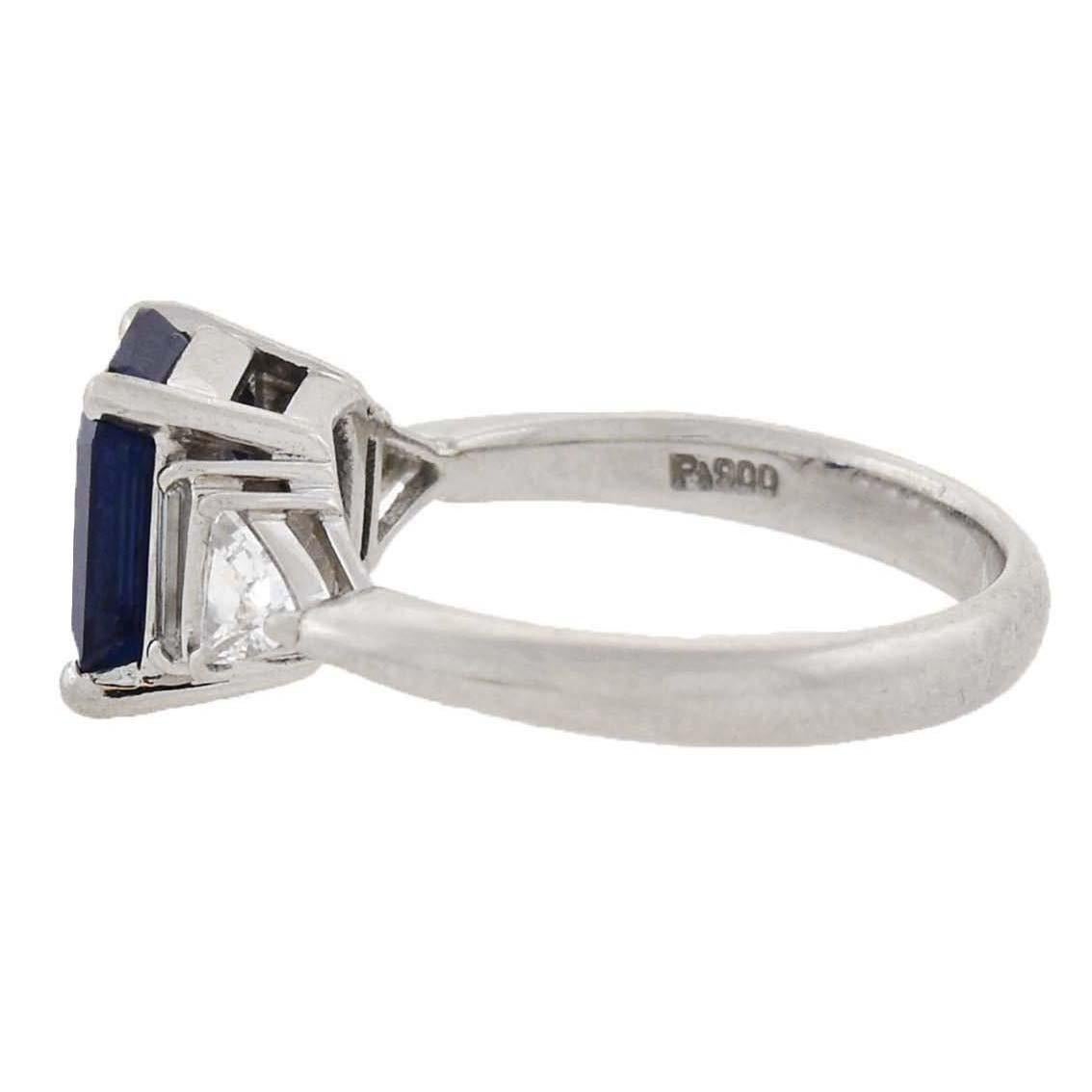 Women's Contemporary 3.01 Carat Sapphire and Trillion Cut Diamond Ring