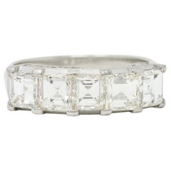Contemporary 3.03 CTW Square Step Cut Diamond Platinum Scrolling Band