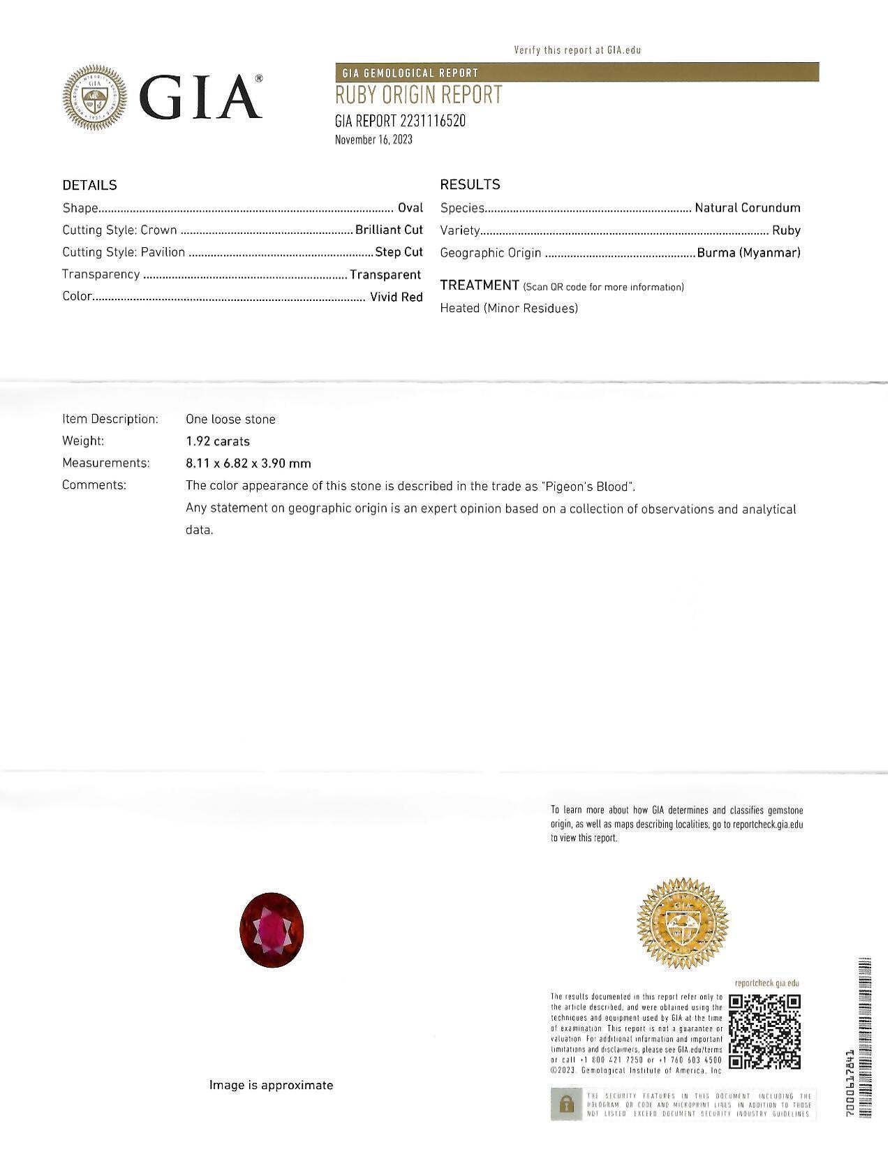 Contemporary 3.04 CTW Burma Ruby Diamond Platinum 18 Karat Gold Halo Ring GIA For Sale 8