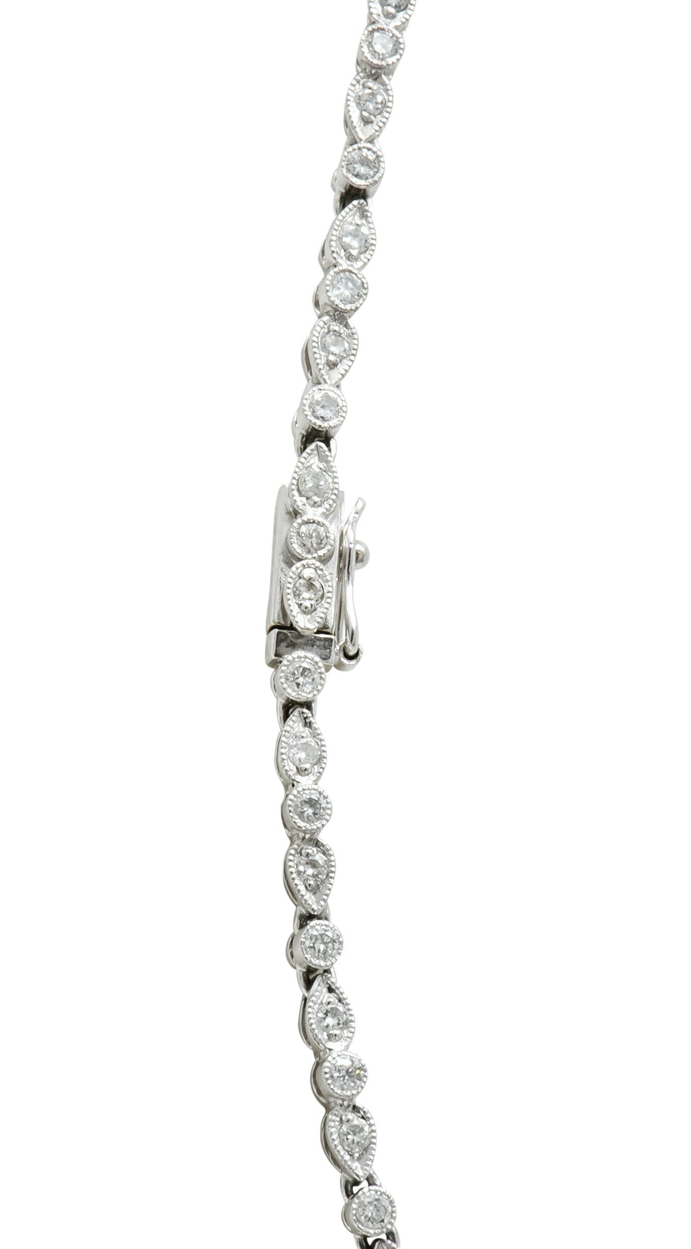 Contemporary 3.05 Carat Diamond Platinum Millegrain Necklace 1