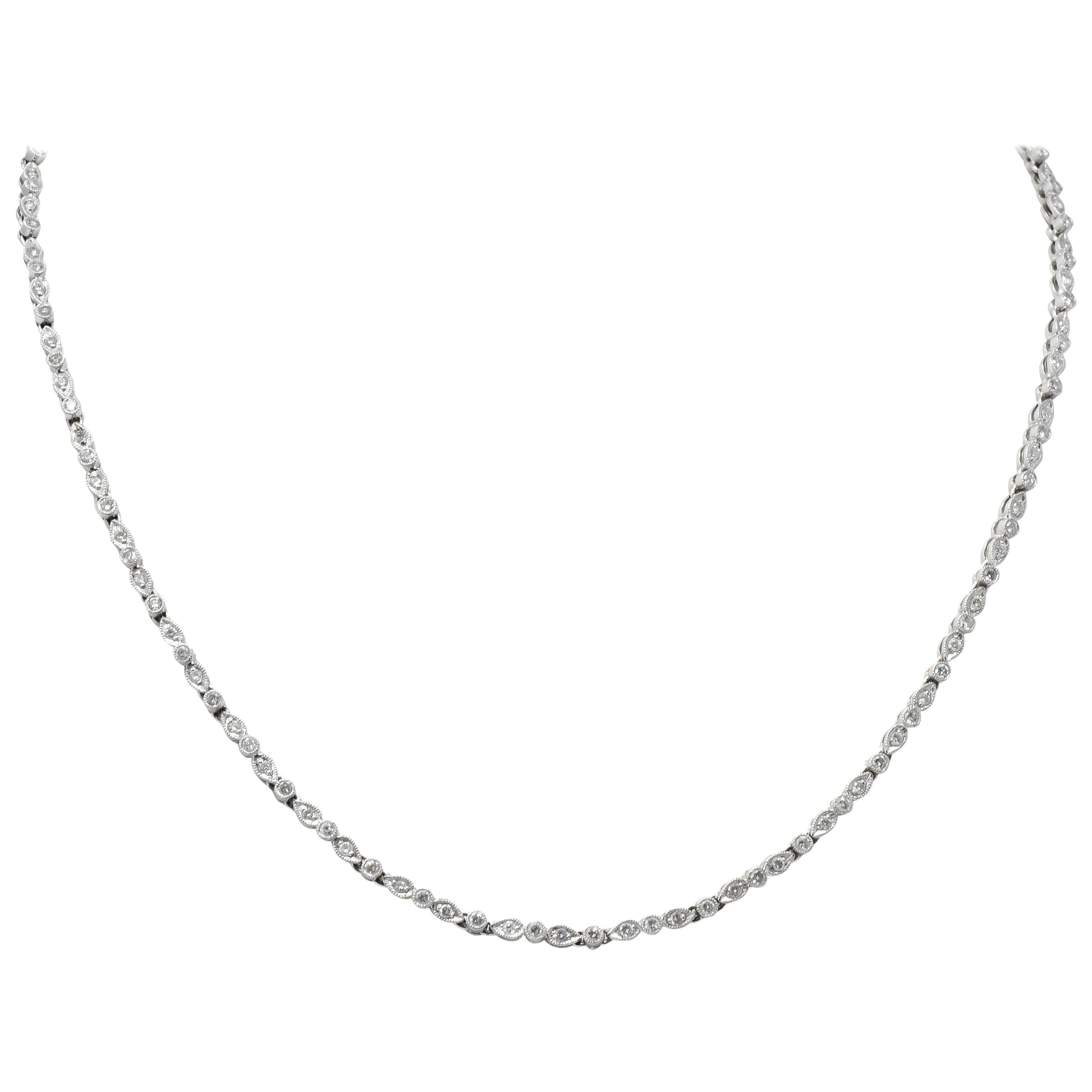 Contemporary 3.05 Carat Diamond Platinum Riviera Necklace