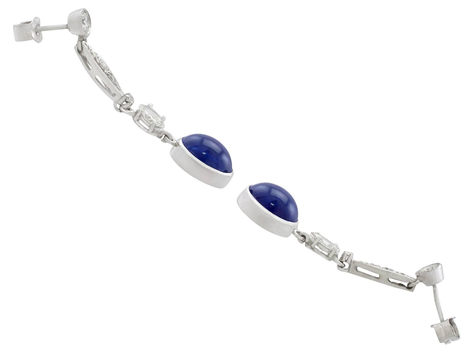 Women's Contemporary 3.10 Carat Sapphire and Diamond, Platinum Drop Earrings