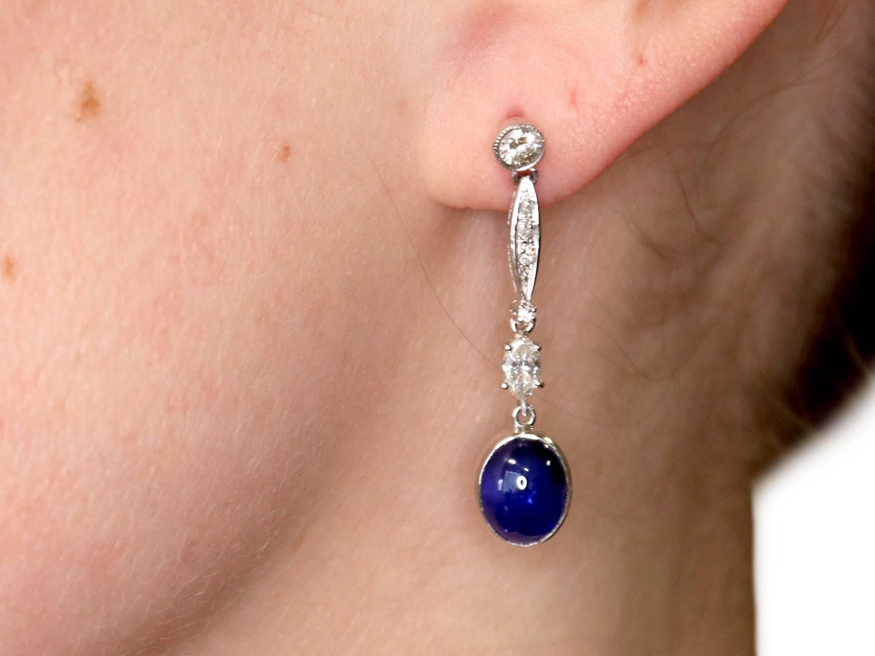 Contemporary 3.10 Carat Sapphire and Diamond, Platinum Drop Earrings 4