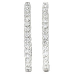 Contemporary 3.12 CTW Diamond 14 Karat White Gold Oval Hoop Earrings