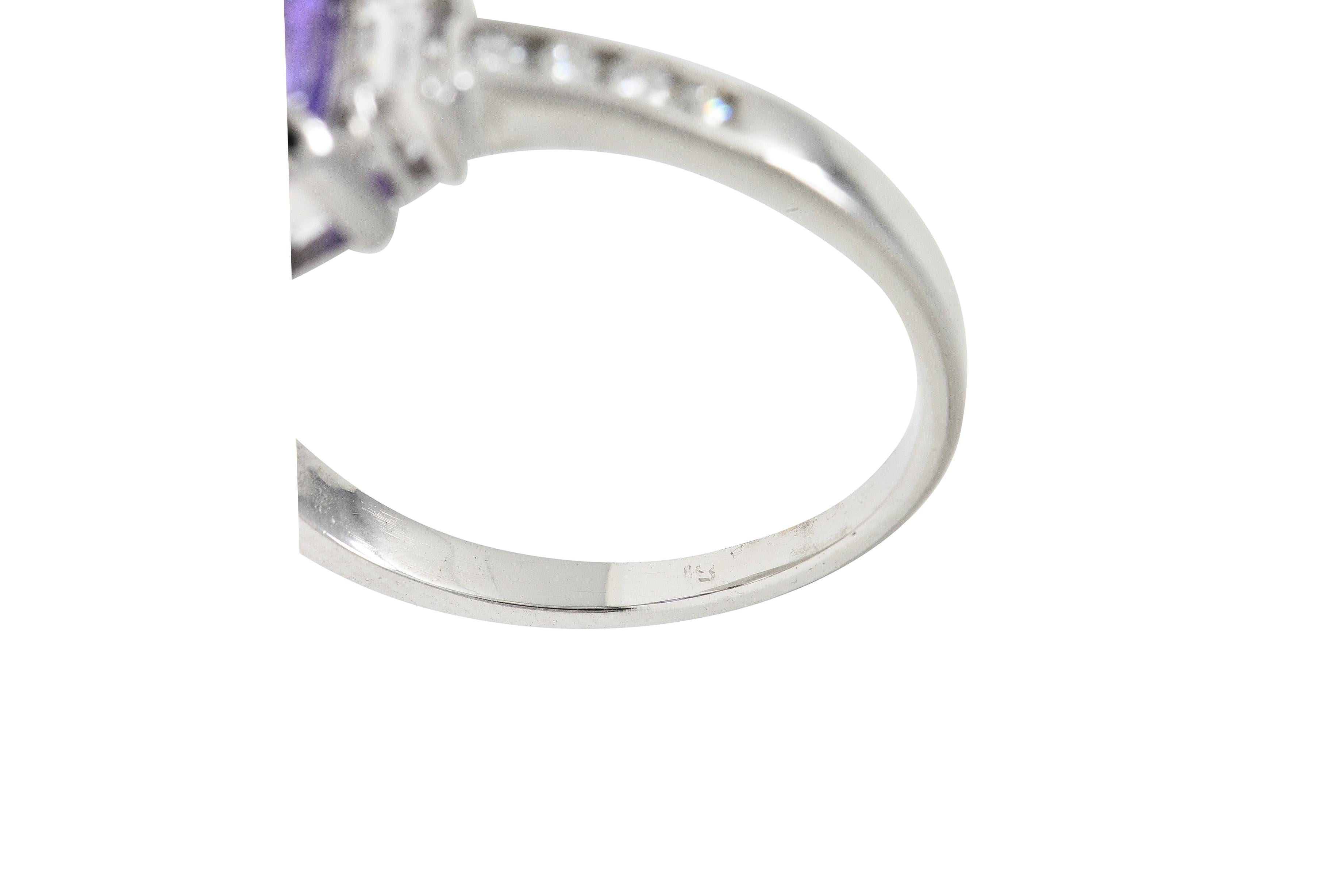 Contemporary 3.12 CTW Lila Saphir Diamant 18K Weißgold Edelstein Ring GIA 2