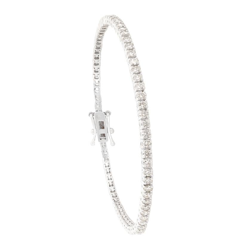 Contemporary 3.12ct Diamond Tennis Bracelet In Good Condition For Sale In London, GB