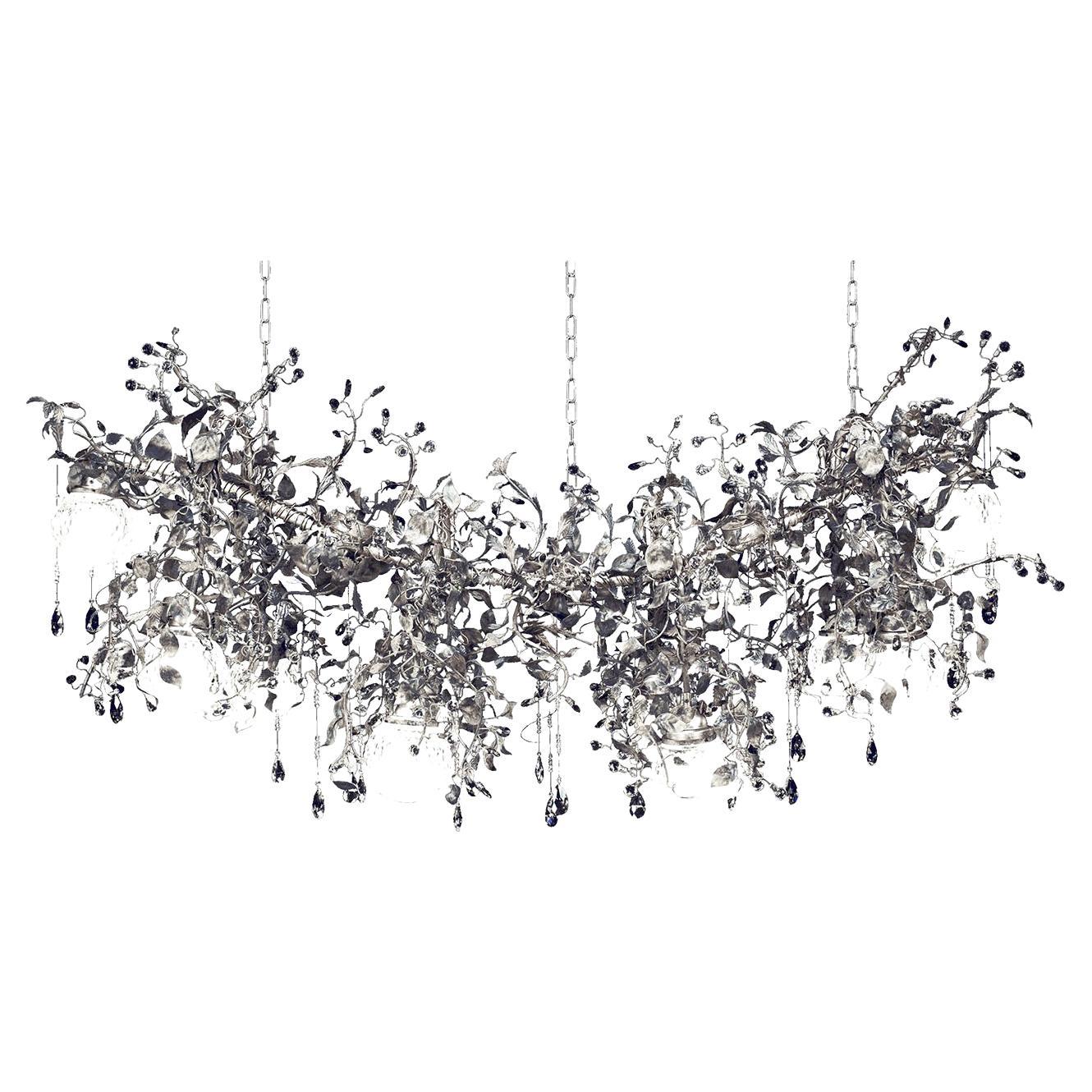 Contemporary 319 10-Light Phytomorphic Silvery Chandelier For Sale