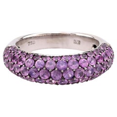 Anillo contemporáneo de oro blanco de 18 quilates con pavé de zafiros rosas de 3,20 quilates de peso total