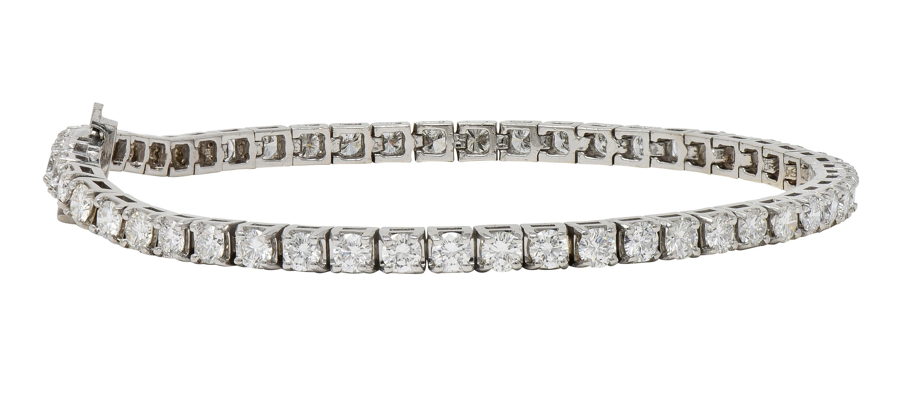 Contemporary 3.24 CTW Diamond 14 Karat White Gold Tennis Line Bracelet For Sale 5