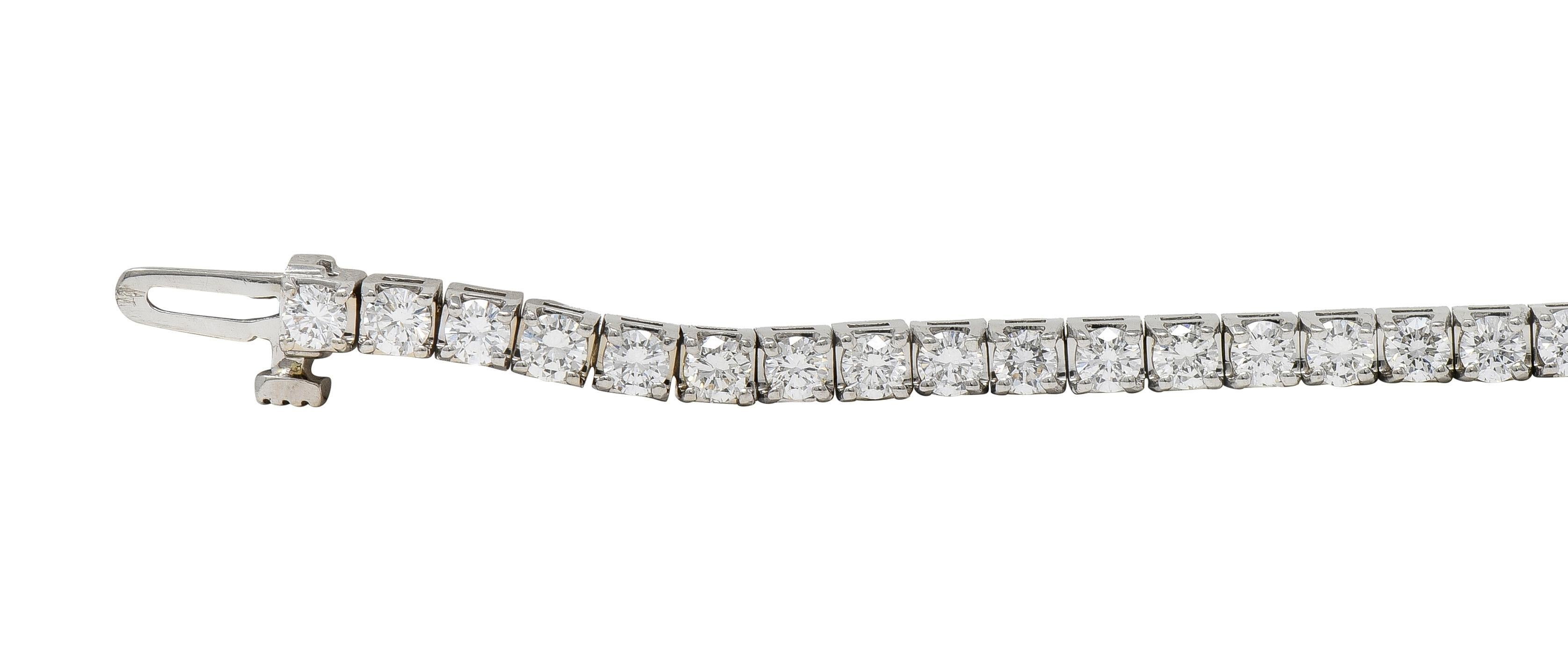 Women's or Men's Contemporary 3.24 CTW Diamond 14 Karat White Gold Tennis Line Bracelet For Sale