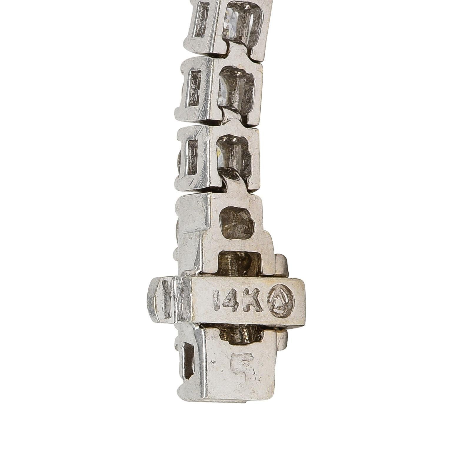 Contemporary 3.24 CTW Diamond 14 Karat White Gold Tennis Line Bracelet For Sale 2