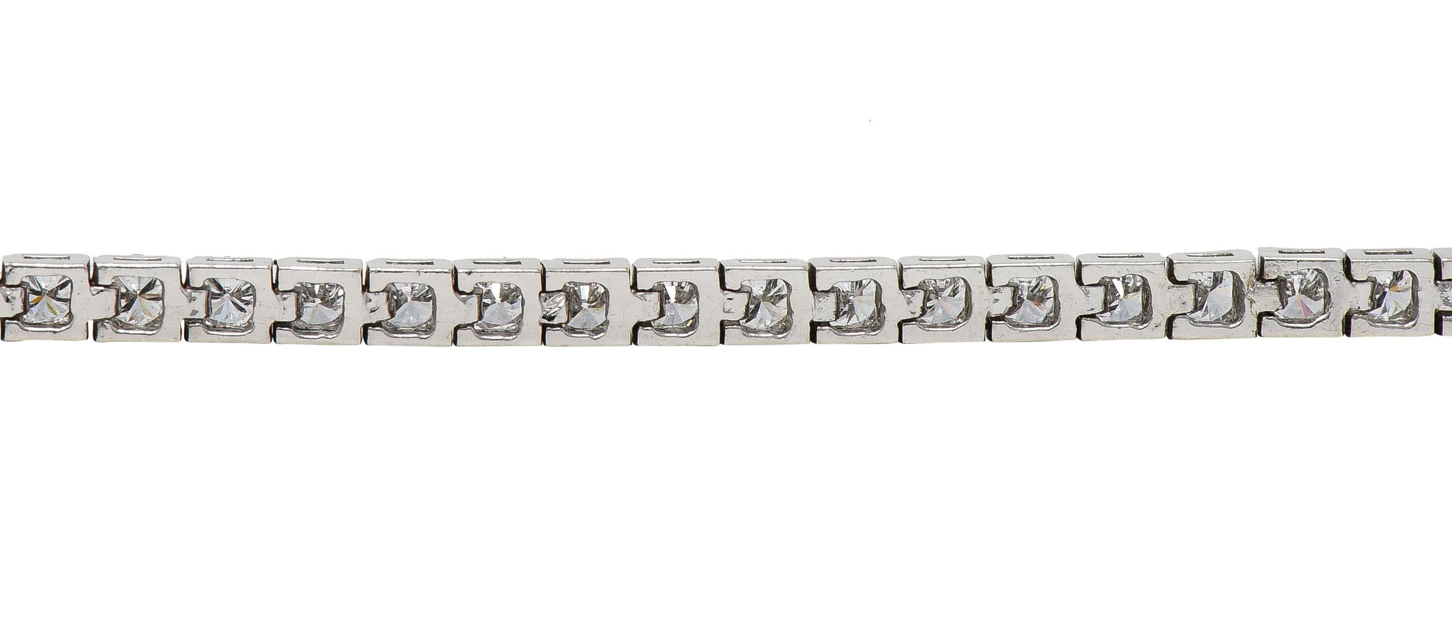 Contemporary 3.24 CTW Diamond 14 Karat White Gold Tennis Line Bracelet For Sale 3