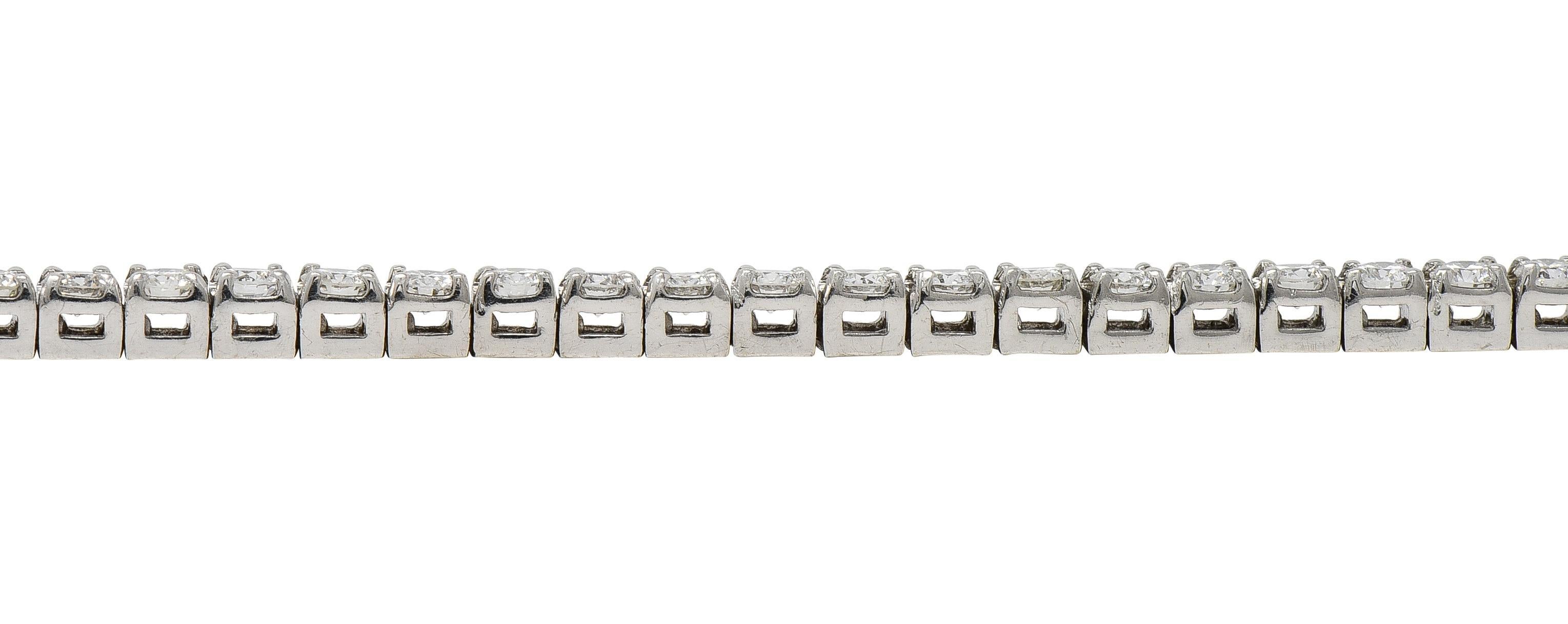 Contemporary 3.24 CTW Diamond 14 Karat White Gold Tennis Line Bracelet For Sale 4