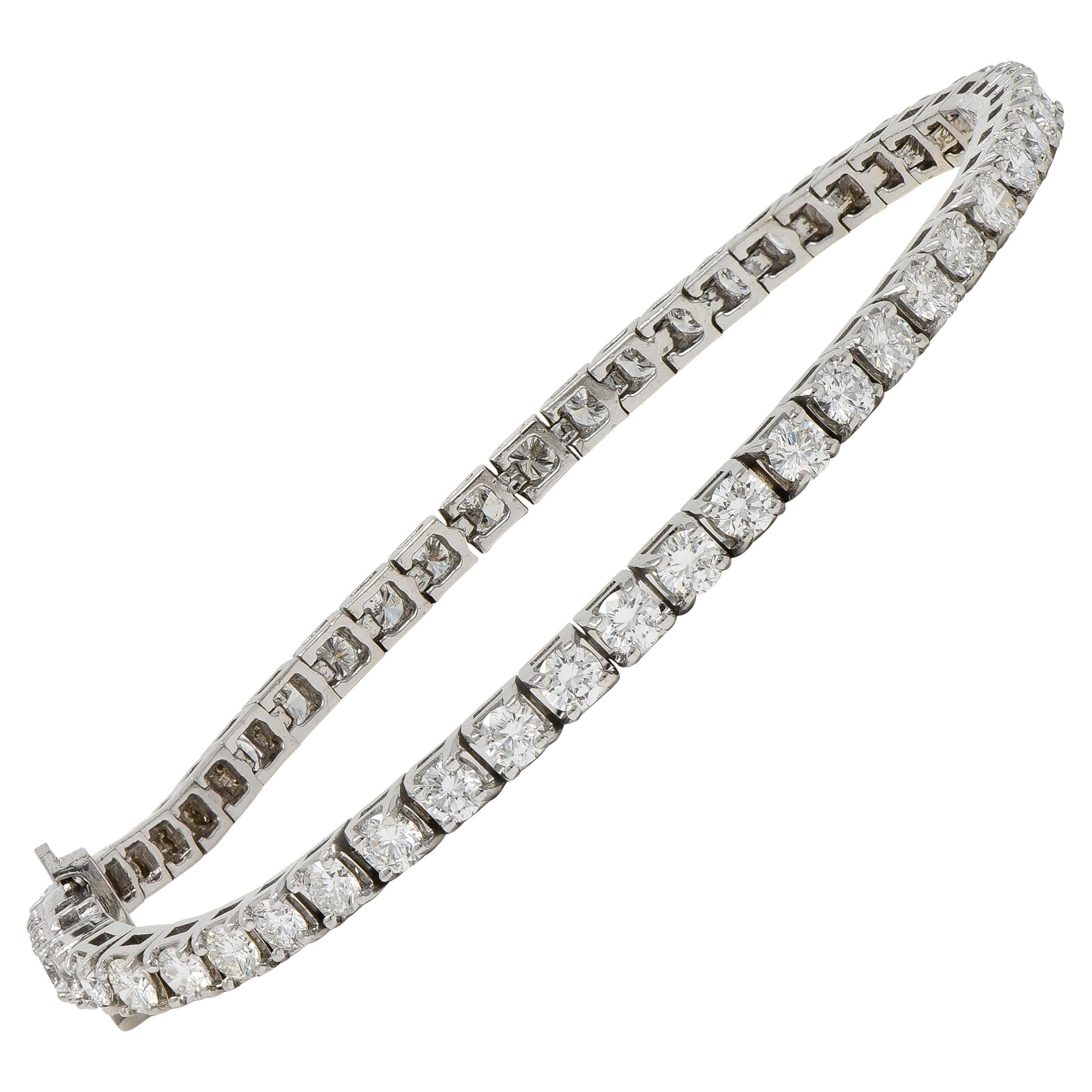 Contemporary 3.24 CTW Diamond 14 Karat White Gold Tennis Line Bracelet For Sale