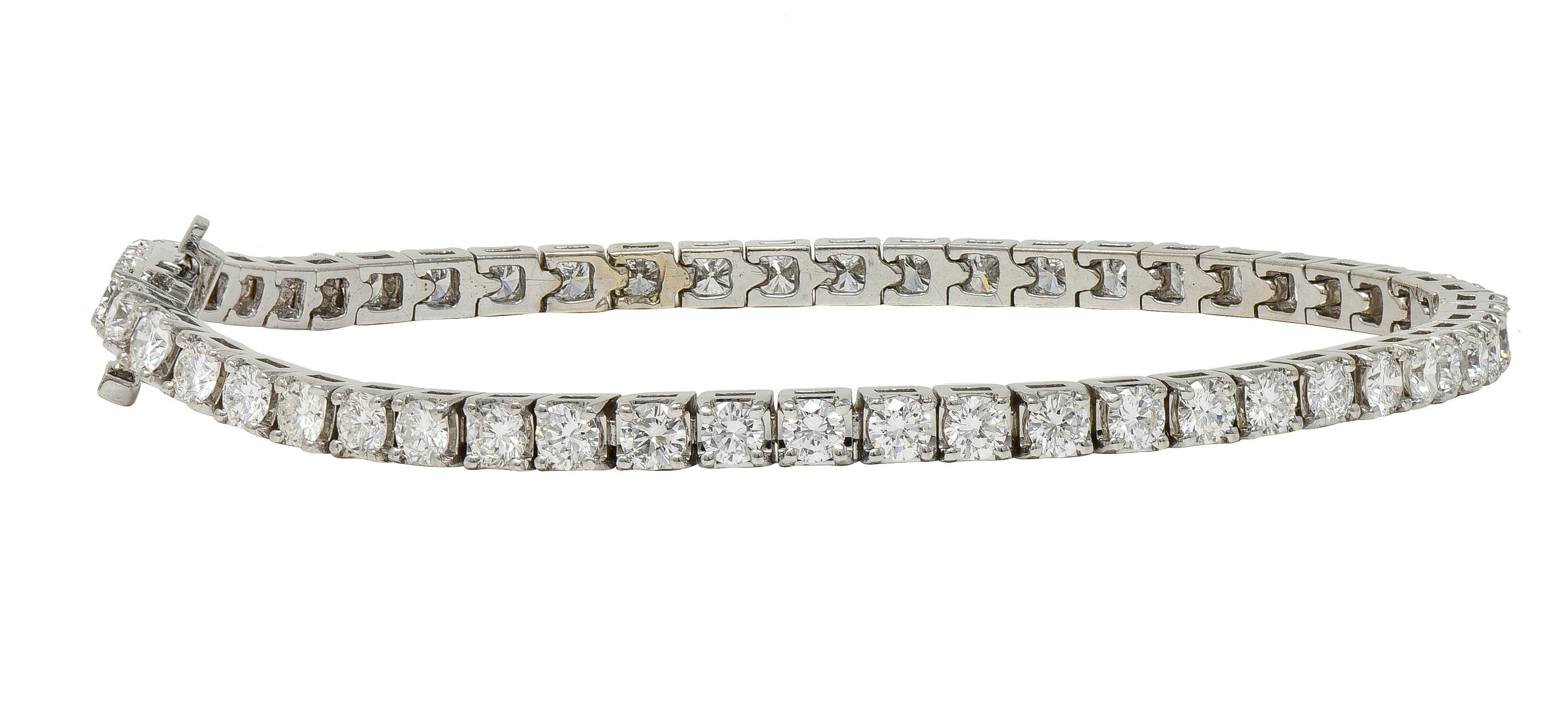 Contemporary 3.25 CTW Diamond 14 Karat White Gold Tennis Line Bracelet For Sale 5