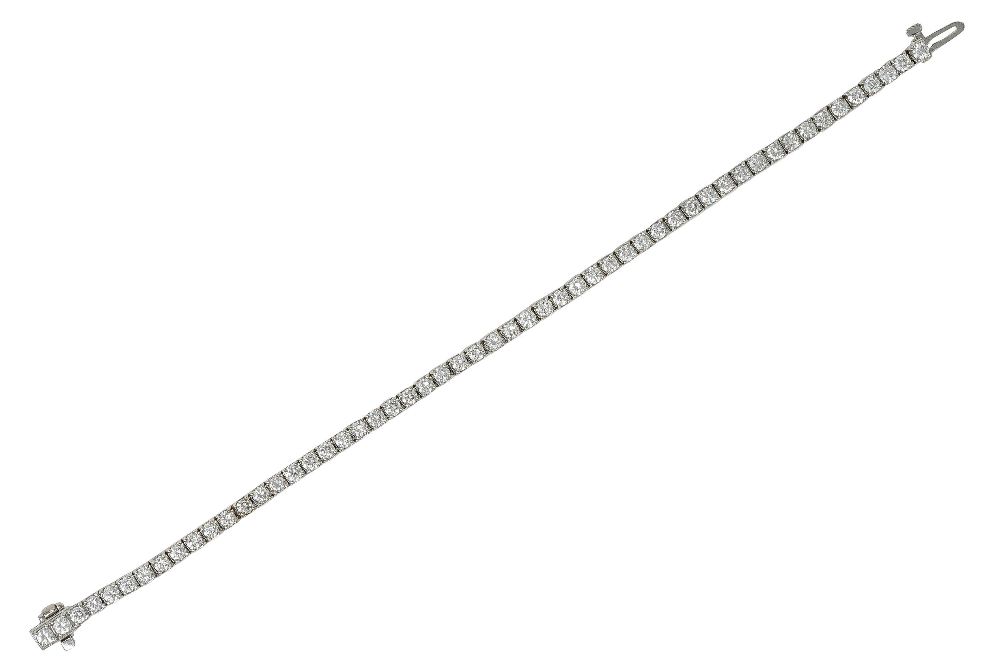 Brilliant Cut Contemporary 3.25 CTW Diamond 14 Karat White Gold Tennis Line Bracelet For Sale
