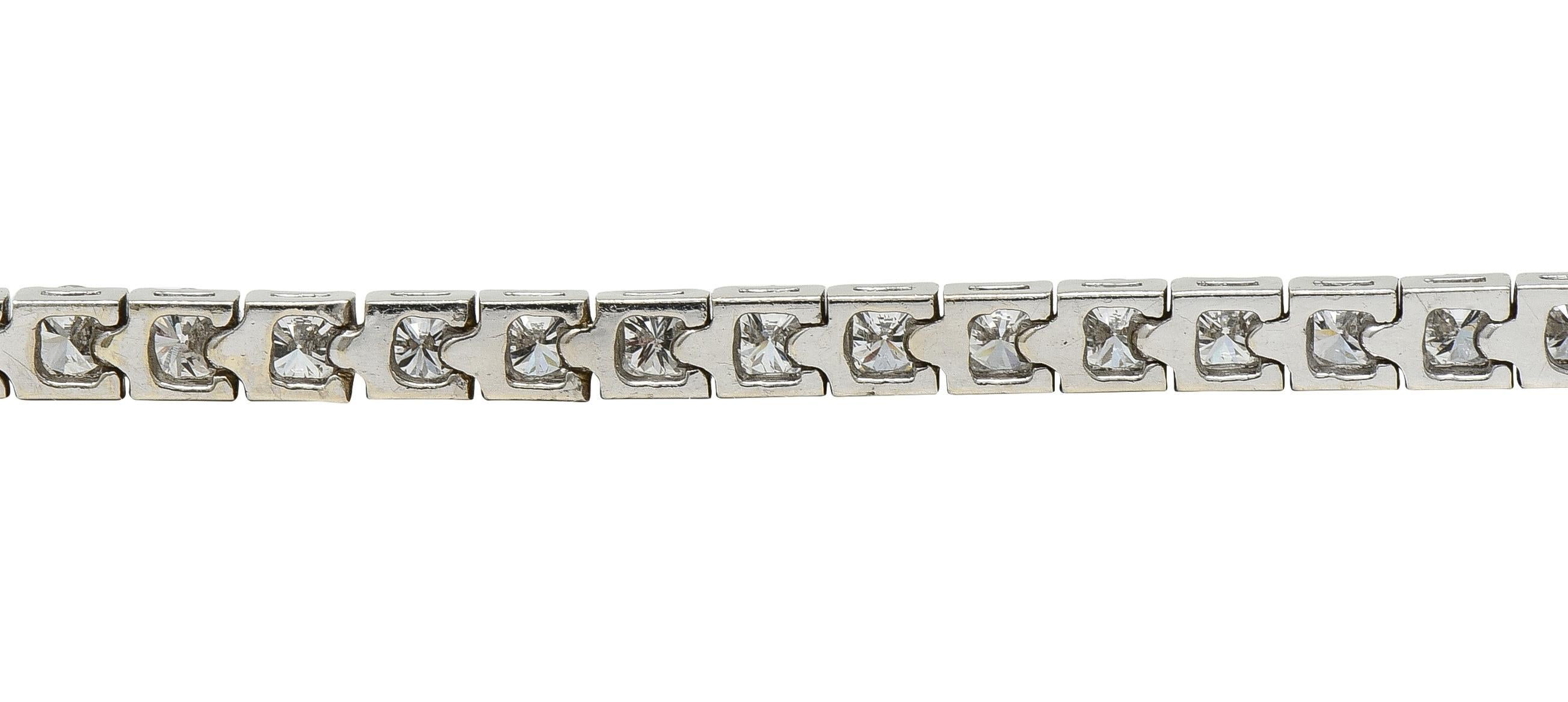 Contemporary 3.25 CTW Diamond 14 Karat White Gold Tennis Line Bracelet For Sale 2