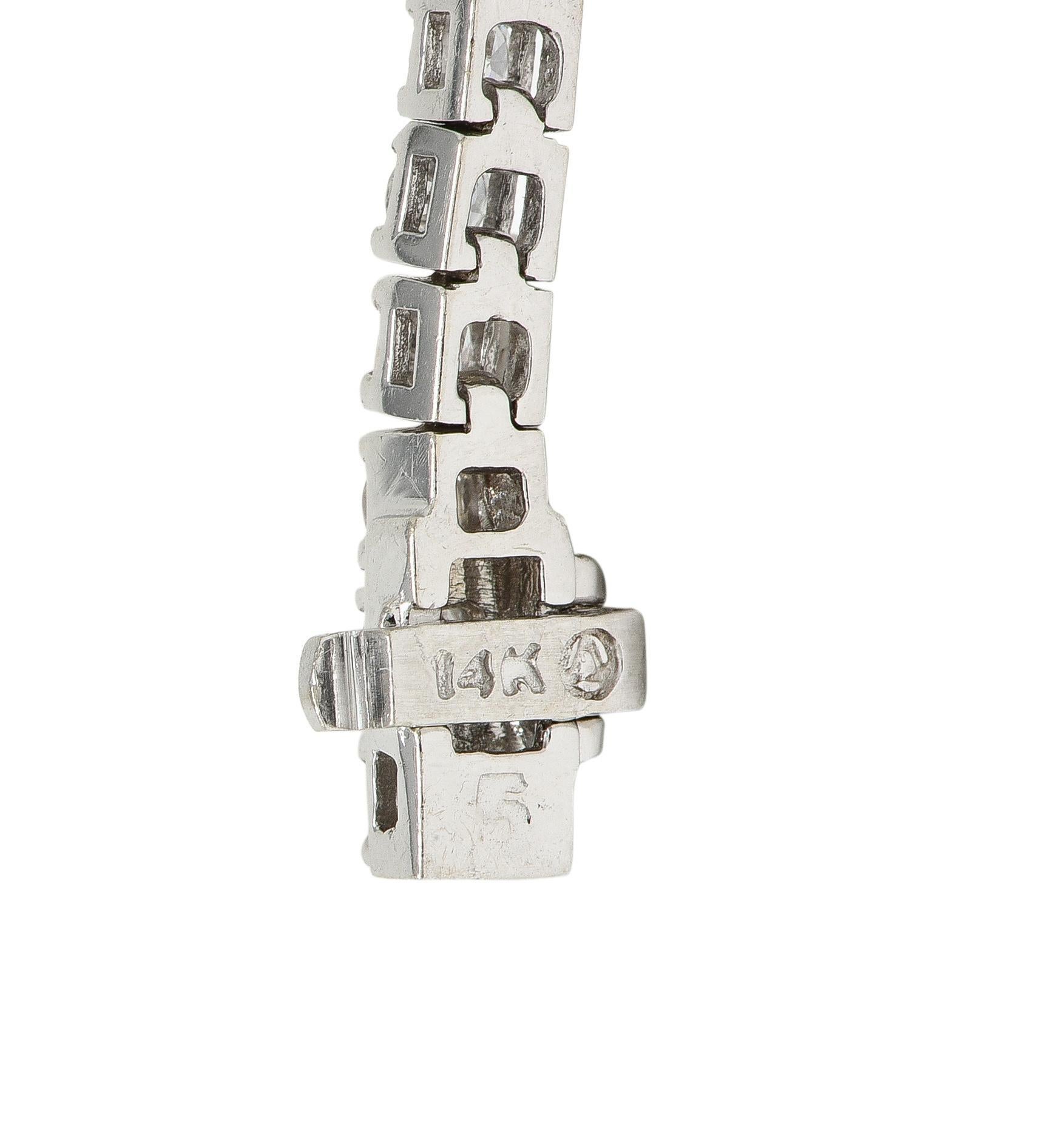 Contemporary 3.25 CTW Diamond 14 Karat White Gold Tennis Line Bracelet For Sale 3