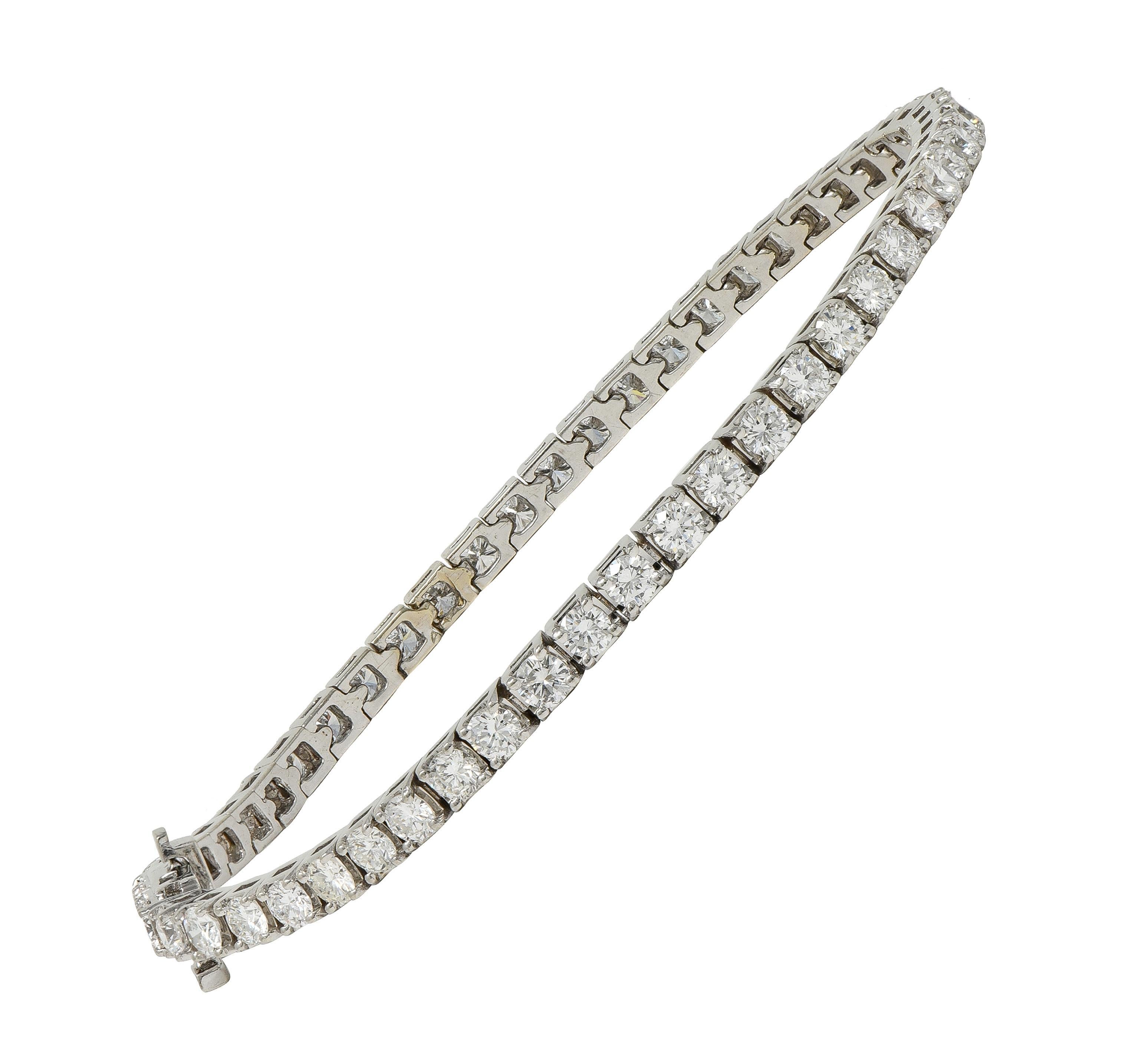 Contemporary 3.25 CTW Diamond 14 Karat White Gold Tennis Line Bracelet For Sale