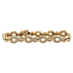Contemporary 3,25 TCW Diamant und 14k Gelbgold Twisted Link Armband