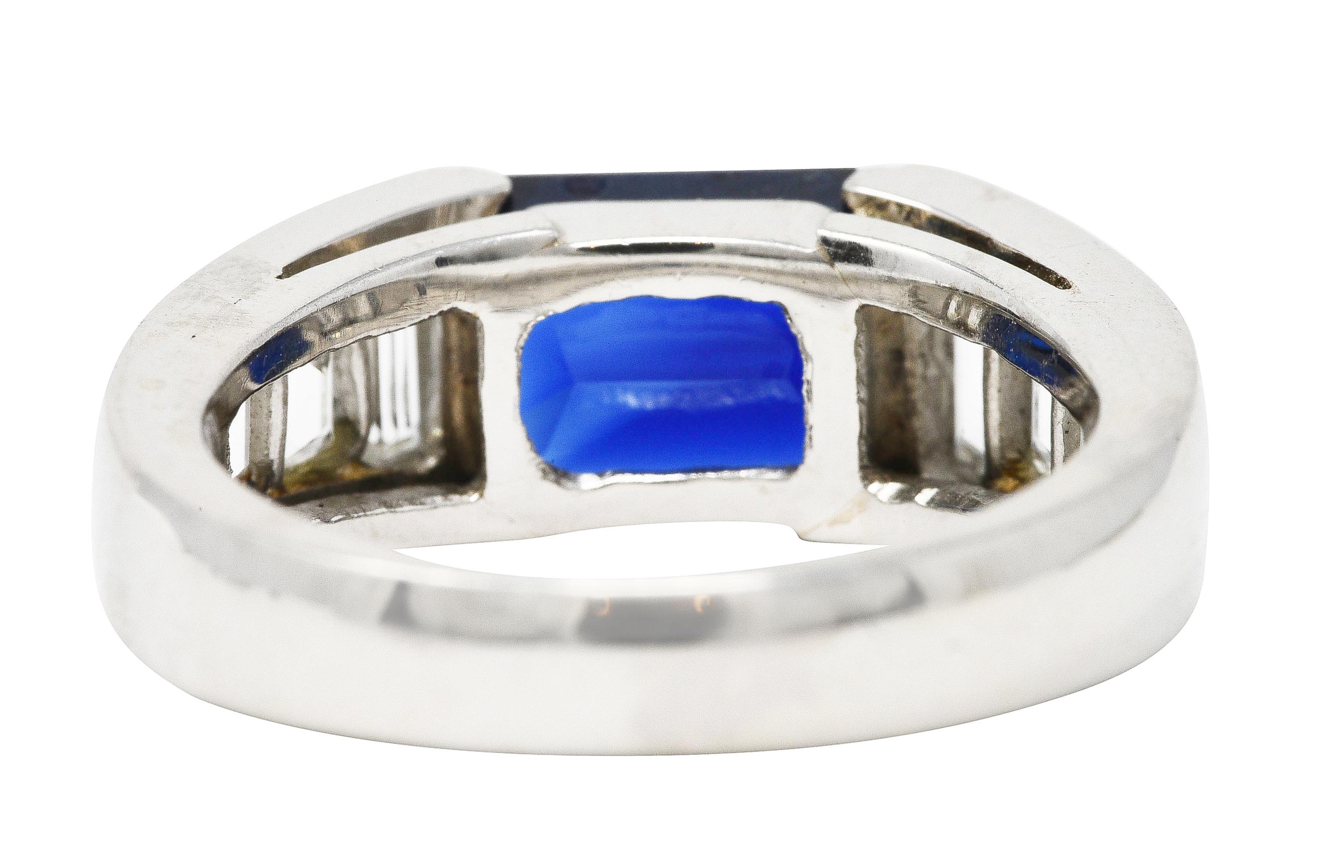 Contemporary 3.32 Carats Sapphire Diamond Platinum Unisex Band Ring In Excellent Condition In Philadelphia, PA