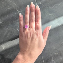 Contemporary 3.35 CTW Madagascar Pink Sapphire Diamond 18K White Gold Ring GIA