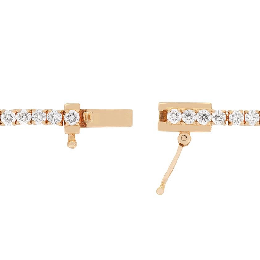 Taglio rotondo Bracciale tennis contemporaneo con diamanti da 3,36 carati in oro rosa in vendita