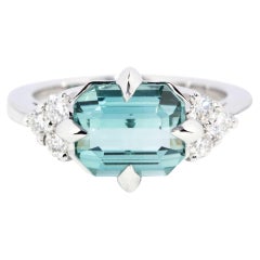 Bague Contemporary 3.36ct Seafoam Tourmaline & Diamond 18ct White Gold