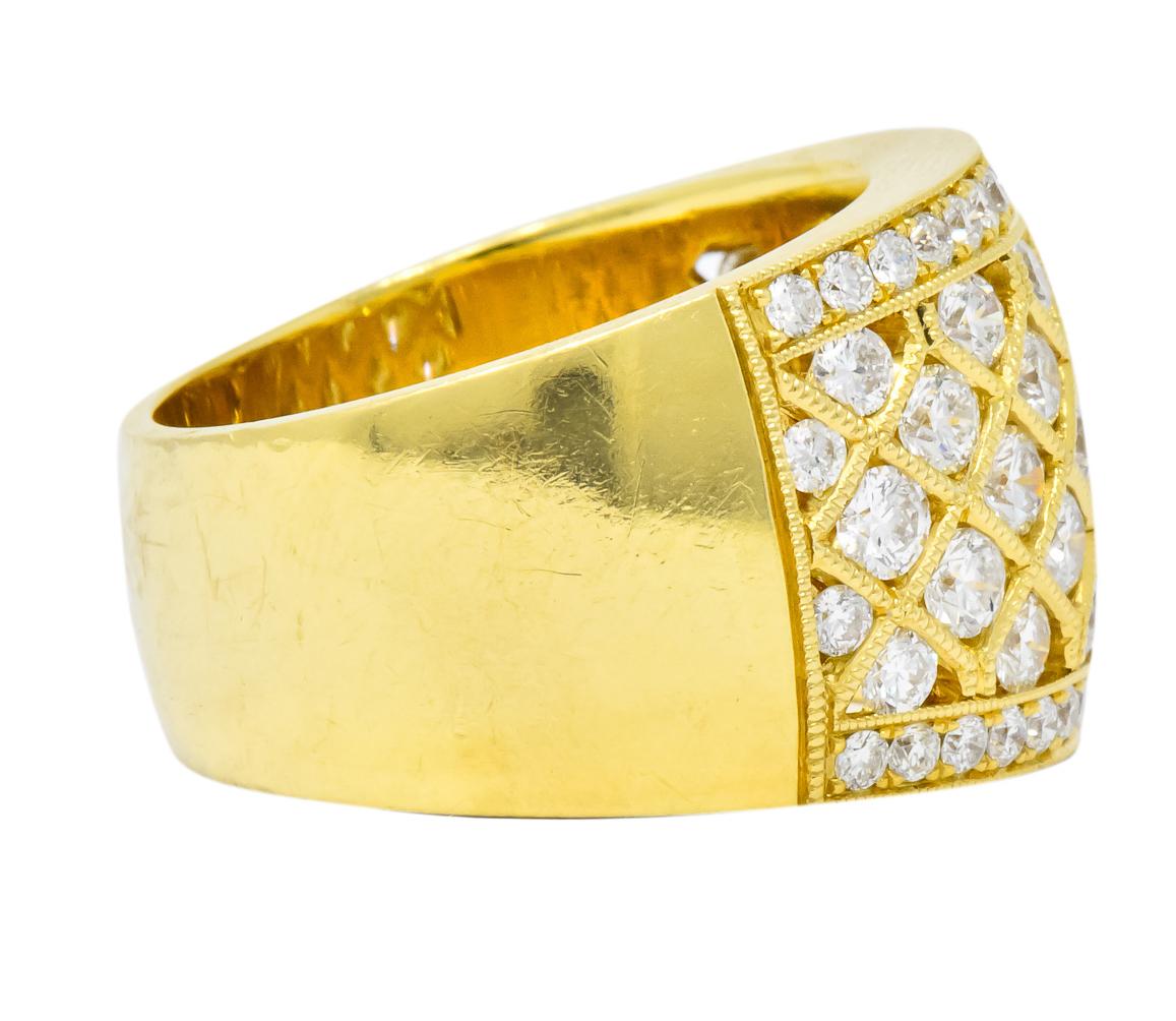 Round Cut Contemporary 3.50 Carats Diamond 18 Karat Gold Harlequin Band Ring