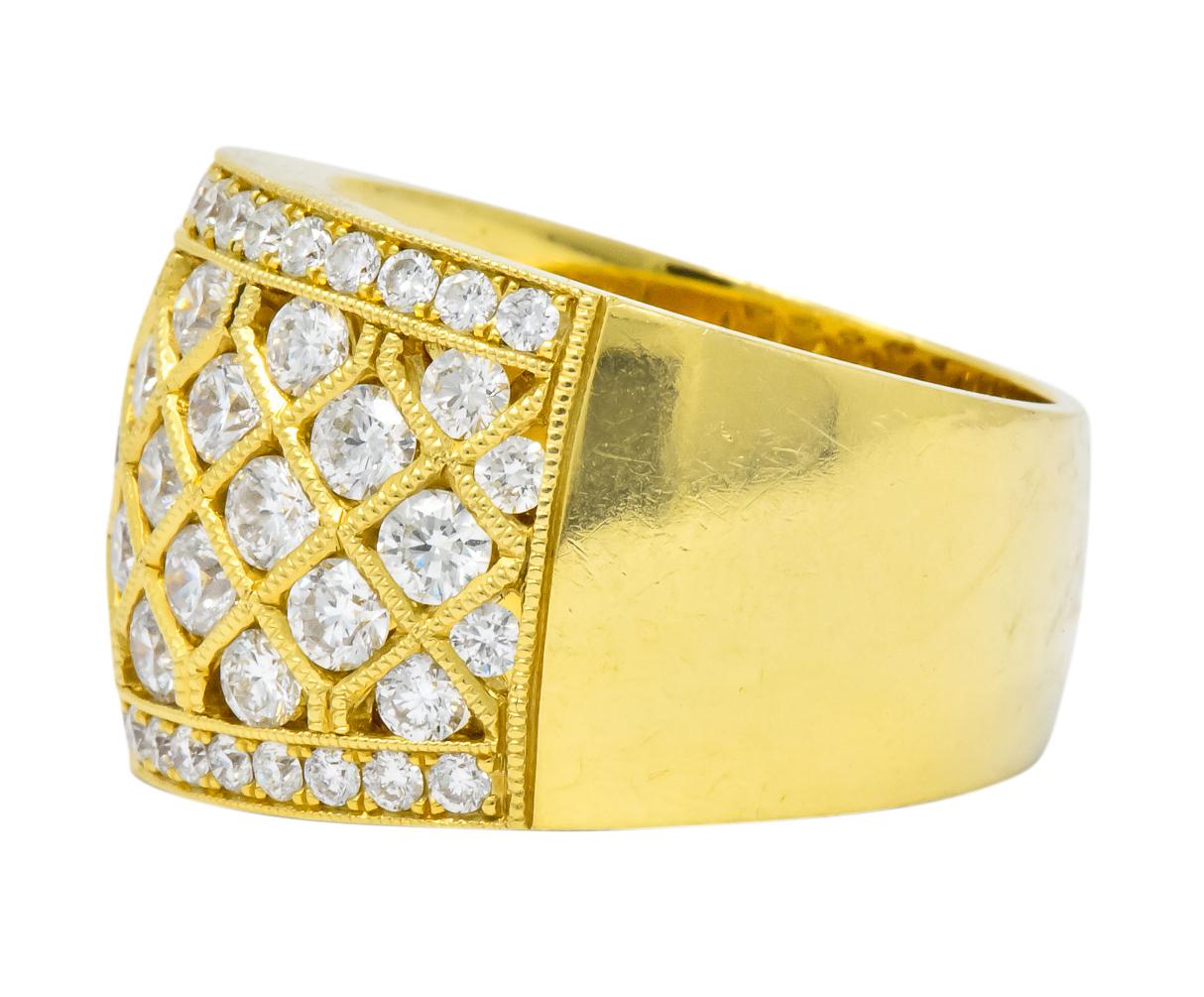 Women's Contemporary 3.50 Carats Diamond 18 Karat Gold Harlequin Band Ring