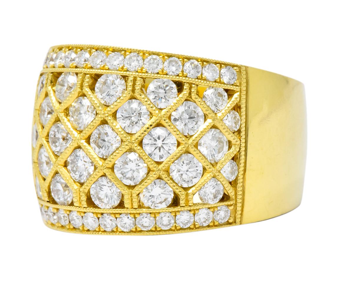 Contemporary 3.50 Carats Diamond 18 Karat Gold Harlequin Band Ring 1