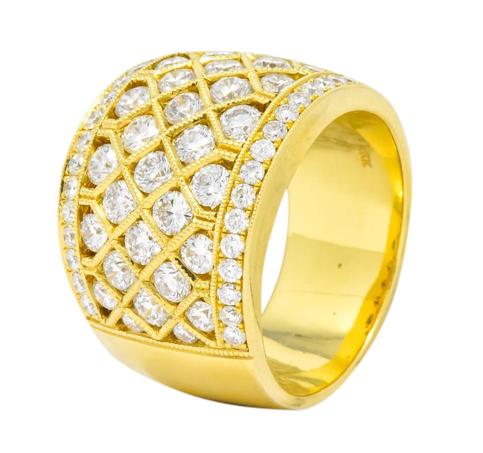 Contemporary 3.50 Carats Diamond 18 Karat Gold Harlequin Band Ring 3