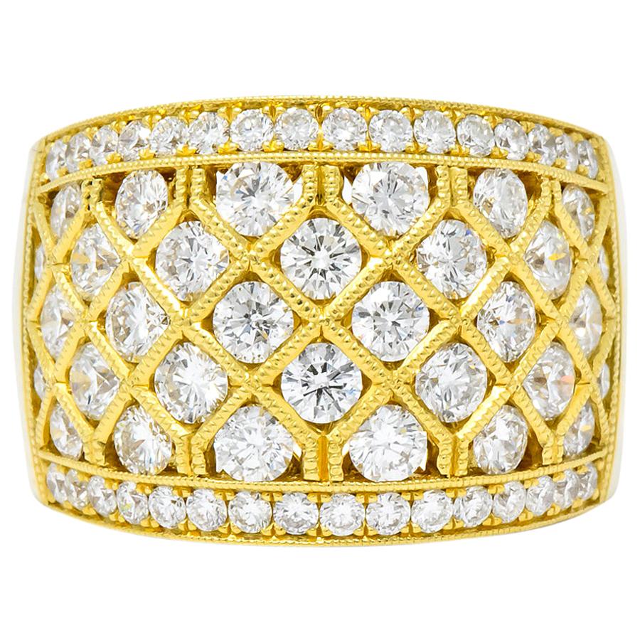 Contemporary 3.50 Carats Diamond 18 Karat Gold Harlequin Band Ring