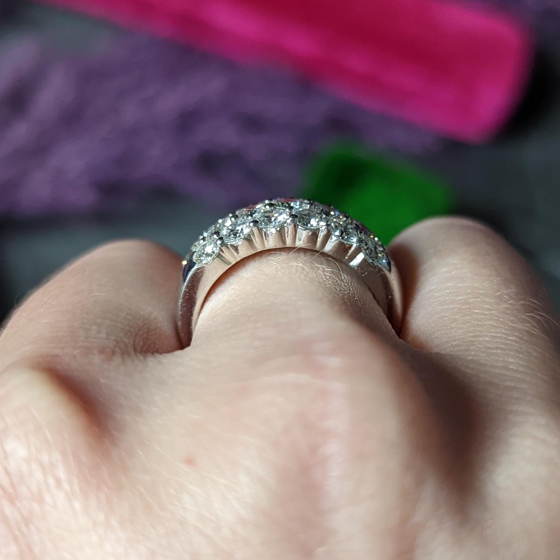 Contemporary 3.50 Carats Pave Diamond 18 Karat White Gold Band Ring 8