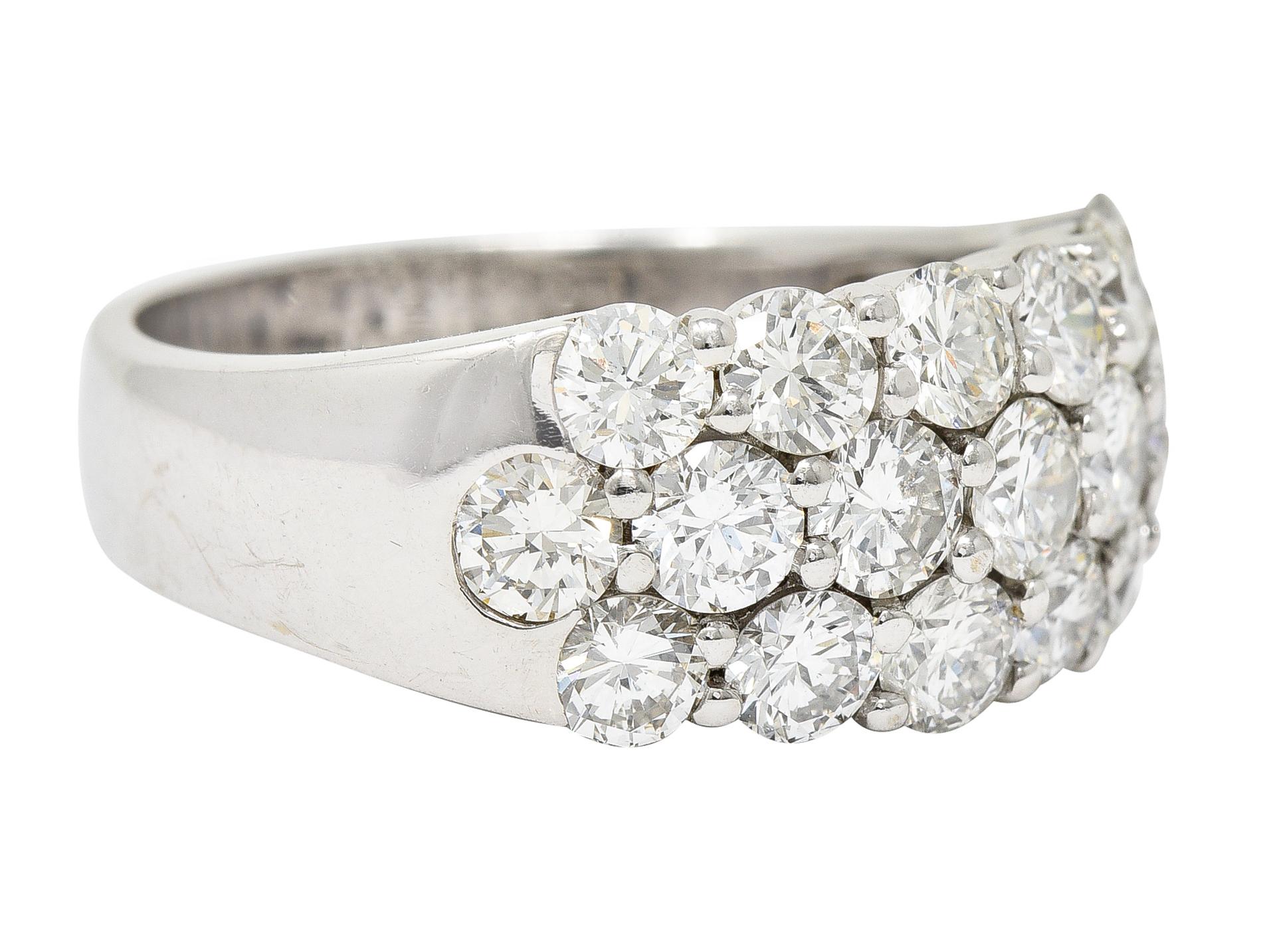 Brilliant Cut Contemporary 3.50 Carats Pave Diamond 18 Karat White Gold Band Ring