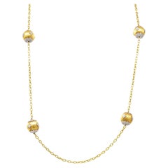 Contemporary 3.60 Carat Diamond Platinum 18 Karat Gold Sphere Station Necklace