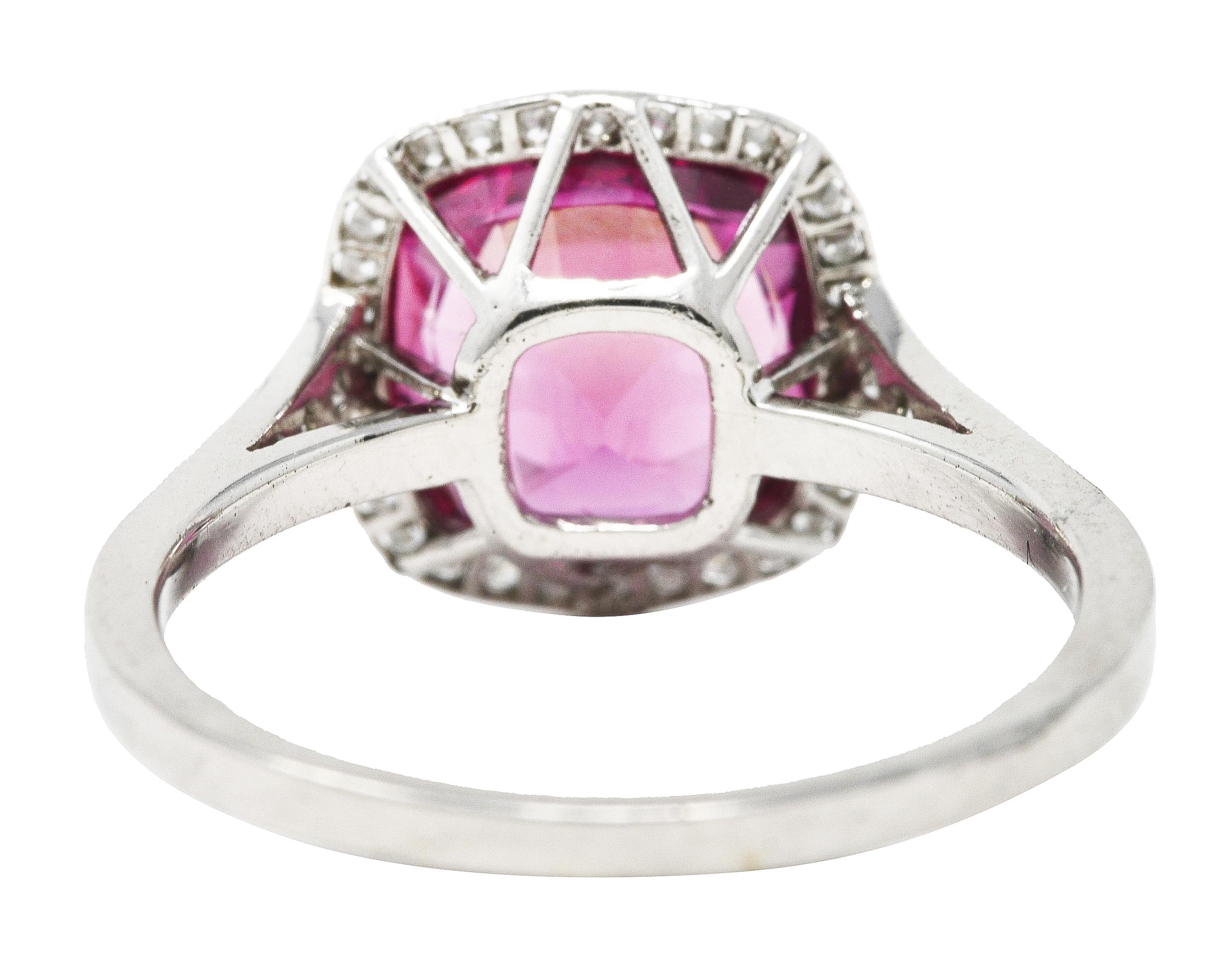 Women's or Men's Contemporary 3.60 Carats Pink Sapphire Diamond Platinum Diamond Gemstone Ring