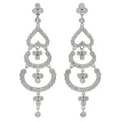 Pendientes de gota de araña contemporáneos de oro blanco de 18 quilates con 3,60 quilates de diamantes