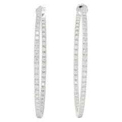 Contemporary 3.60 CTW Diamant 18 Karat Weißgold Innen-Außen Reif Ohrringe