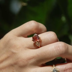 Contemporary 3.72ct Peachy-Orange Tourmaline & Diamond Ring 18ct Gold