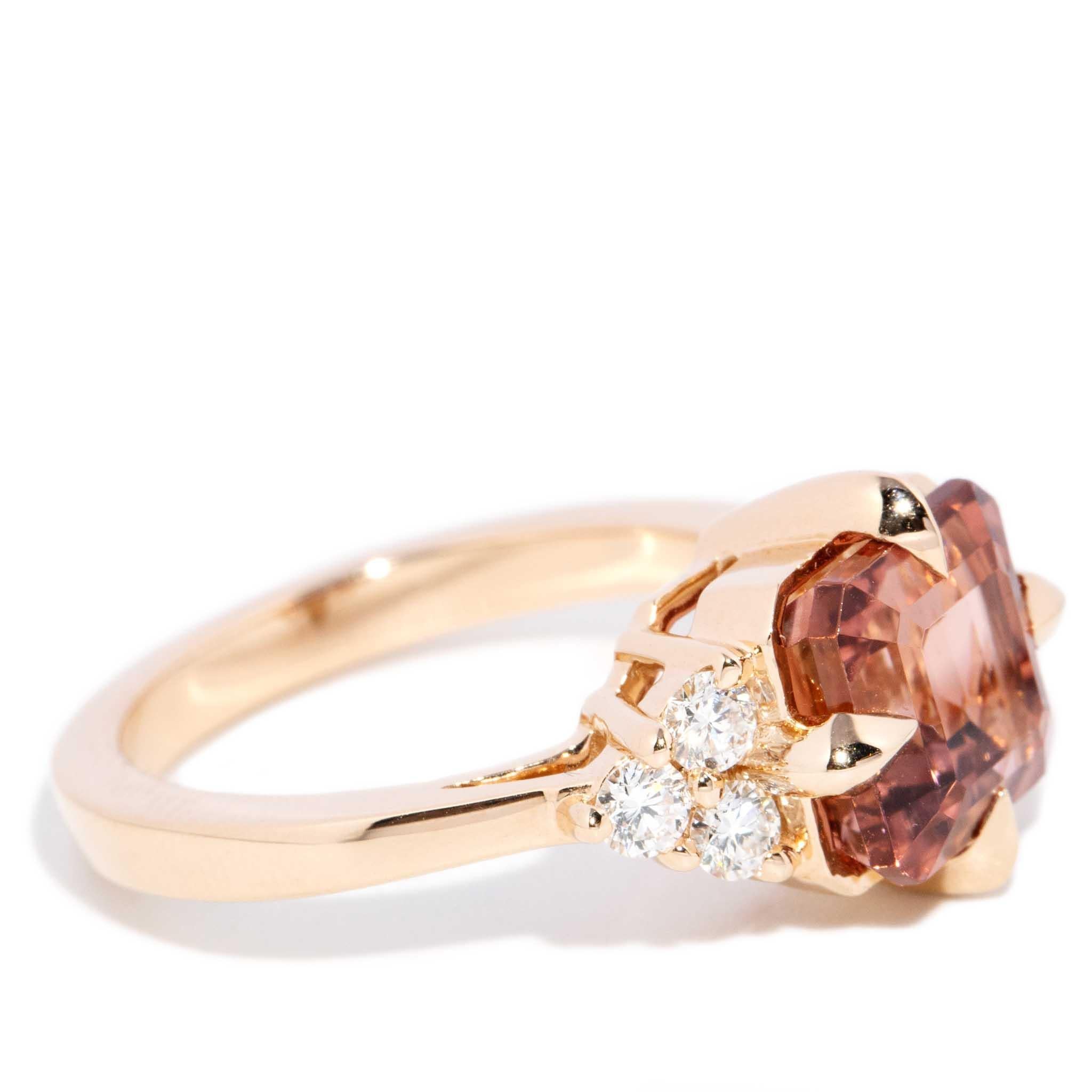 De las mujeres Anillo contemporáneo de oro de 18 ct con turmalina naranja melocotón y diamantes de 3,72 ct en venta