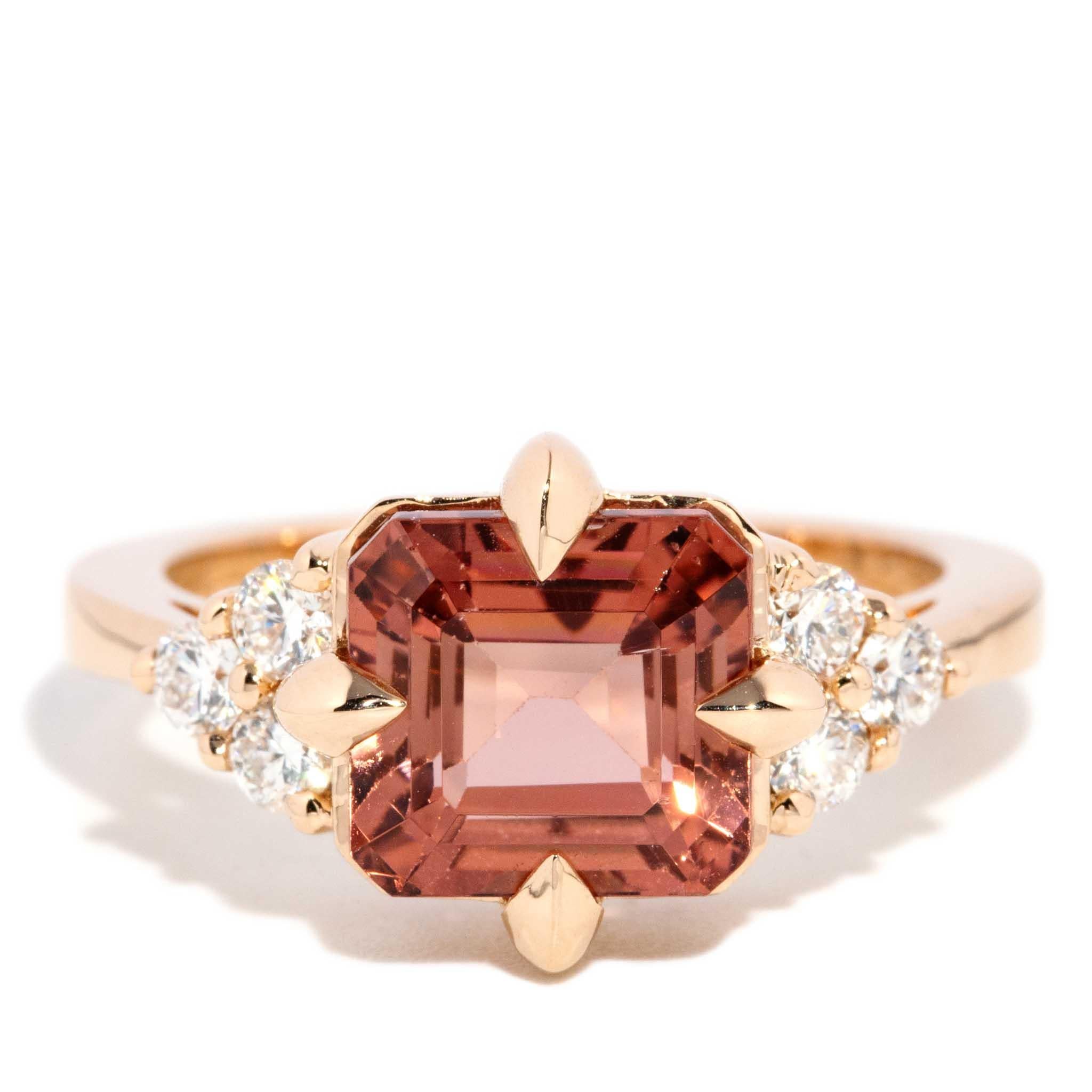 Contemporary 3.72ct Peachy-Orange Tourmaline & Diamond Ring 18ct Gold