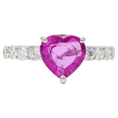 Contemporary 3.88 Carat Pink Sapphire Diamond Platinum Heart Ring