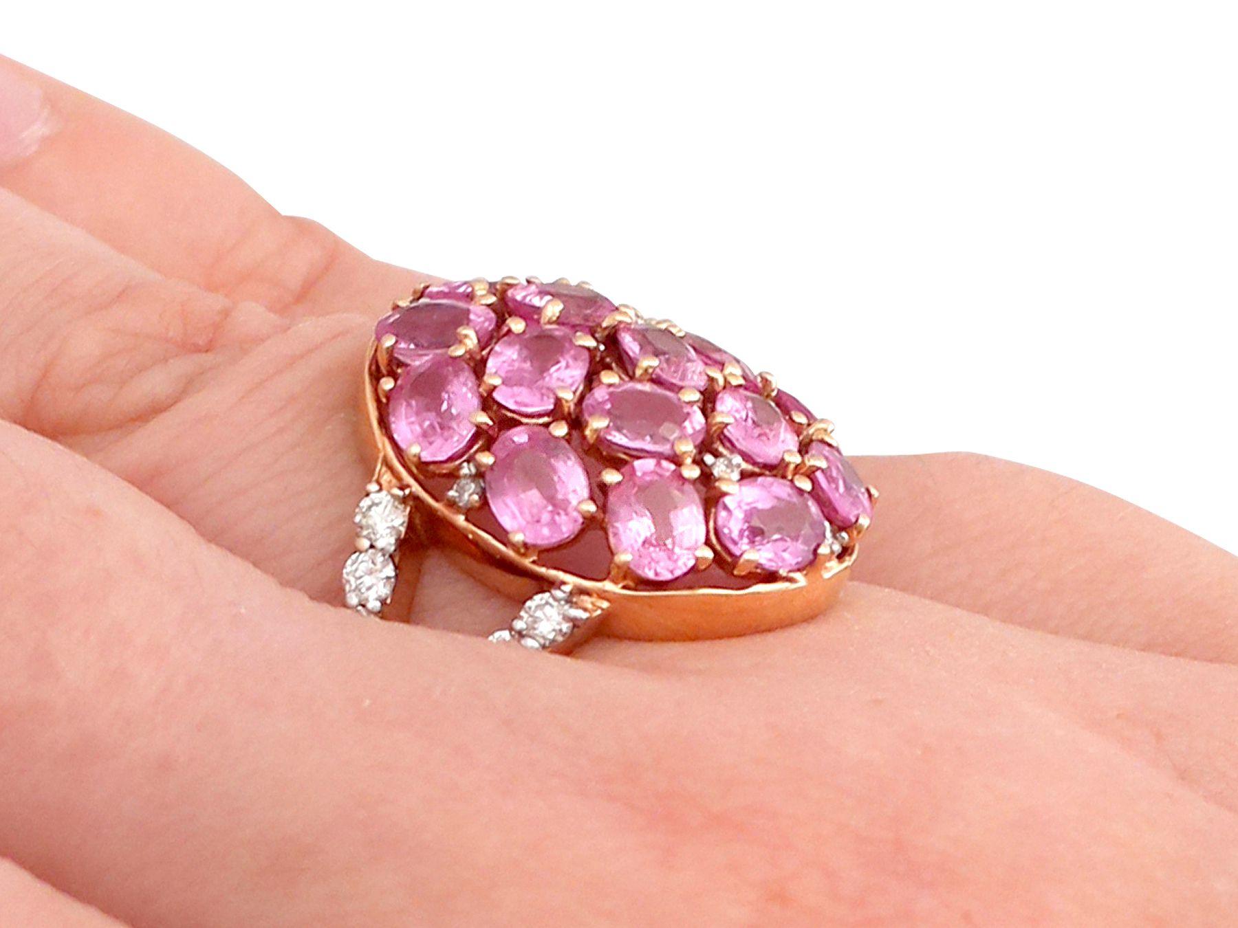 3.99 Carat Pink Sapphire and Diamond Yellow Gold Cocktail Ring For Sale 3