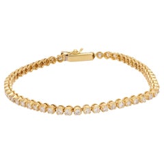 Contemporary 4 carat total weight diamond 14k yellow gold tennis bracelet