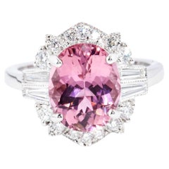 Bague Contemporary 4.00 Carat Pink Tourmaline & Diamond Or blanc 18 carats